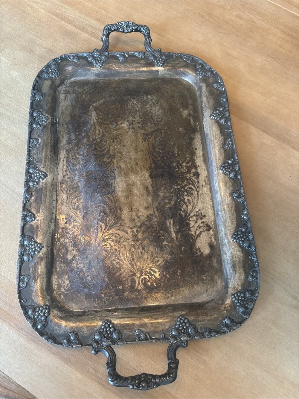 FB Rogers Silver Company Silver On Copper 8719 Vintage Serving Tray